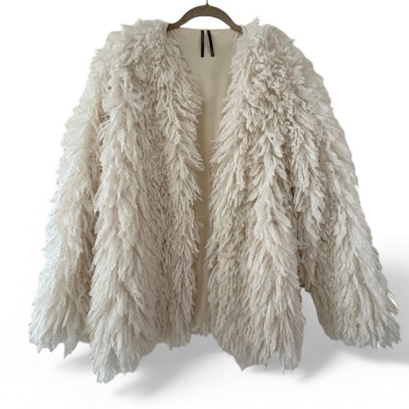 Anthropologie Shaggy Faux-Fur Cardigan Sweater New Medium - Picture 9 of 12